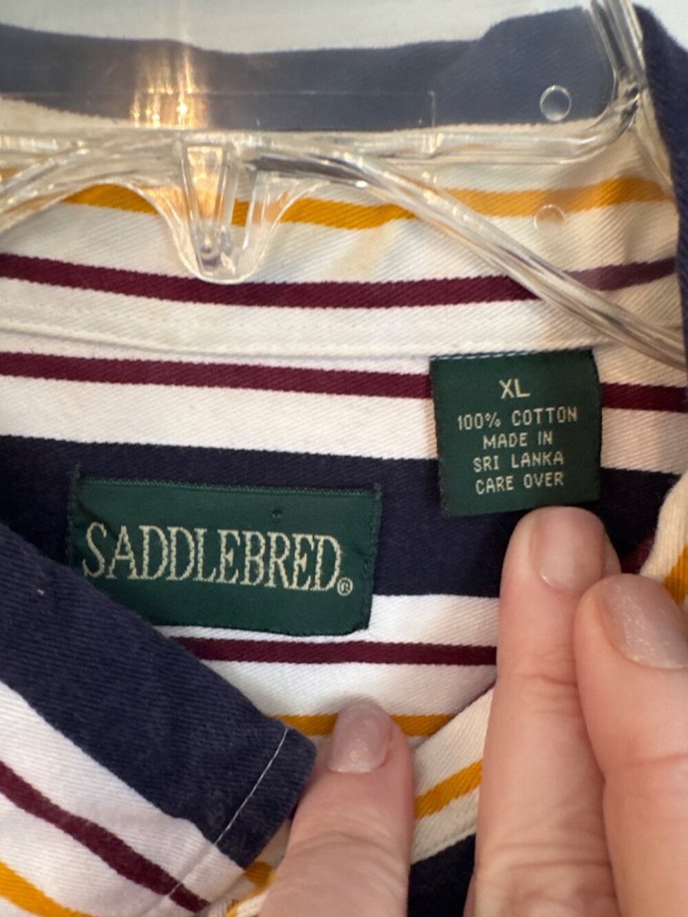 Vintage 90's Saddlebred Vertical Stripped Long Sleeve Button Down Shirt Men's XL - Picture 3 of 4